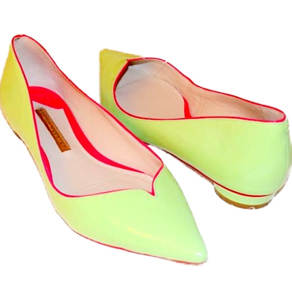 Sophia Webster Mint Patent Leather Flats with Pink Trim – - Picture 2 of 14